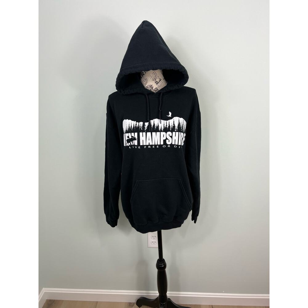 New Hampshire Live Free or Die Black Hoodie Sweatshirt with pocket